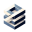 « Logo abstrait bleu et blanc représentant plusieurs voies superposées, évoquant un itinéraire ou un réseau de transport pour un service de chauffeur de taxi. »